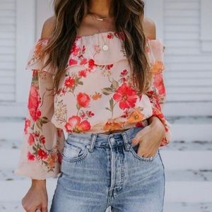 Fountain Of Youth Off The Shoulder Ruffle Blouse